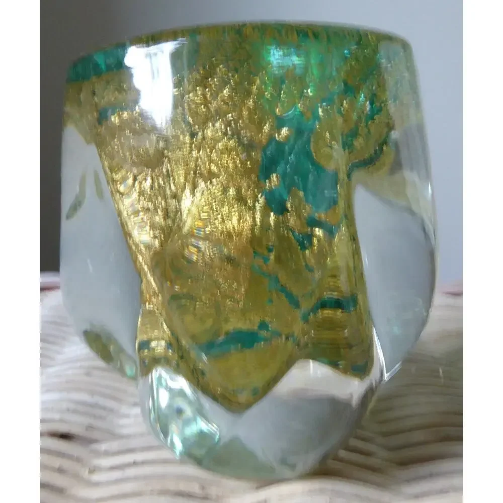 Barovier & Toso 24K Goldleaf Green Murano Glass Bud Vase 3